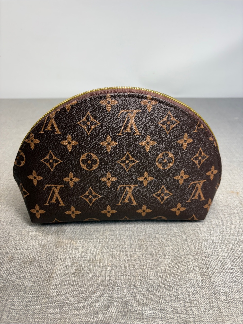 Louis Vuitton Monogram Brown Half-Moon Cosmetic Pouch 9”